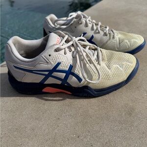 Asics Gel Resolution 8 Kids White, Navy & Coral Tennis Sneakers